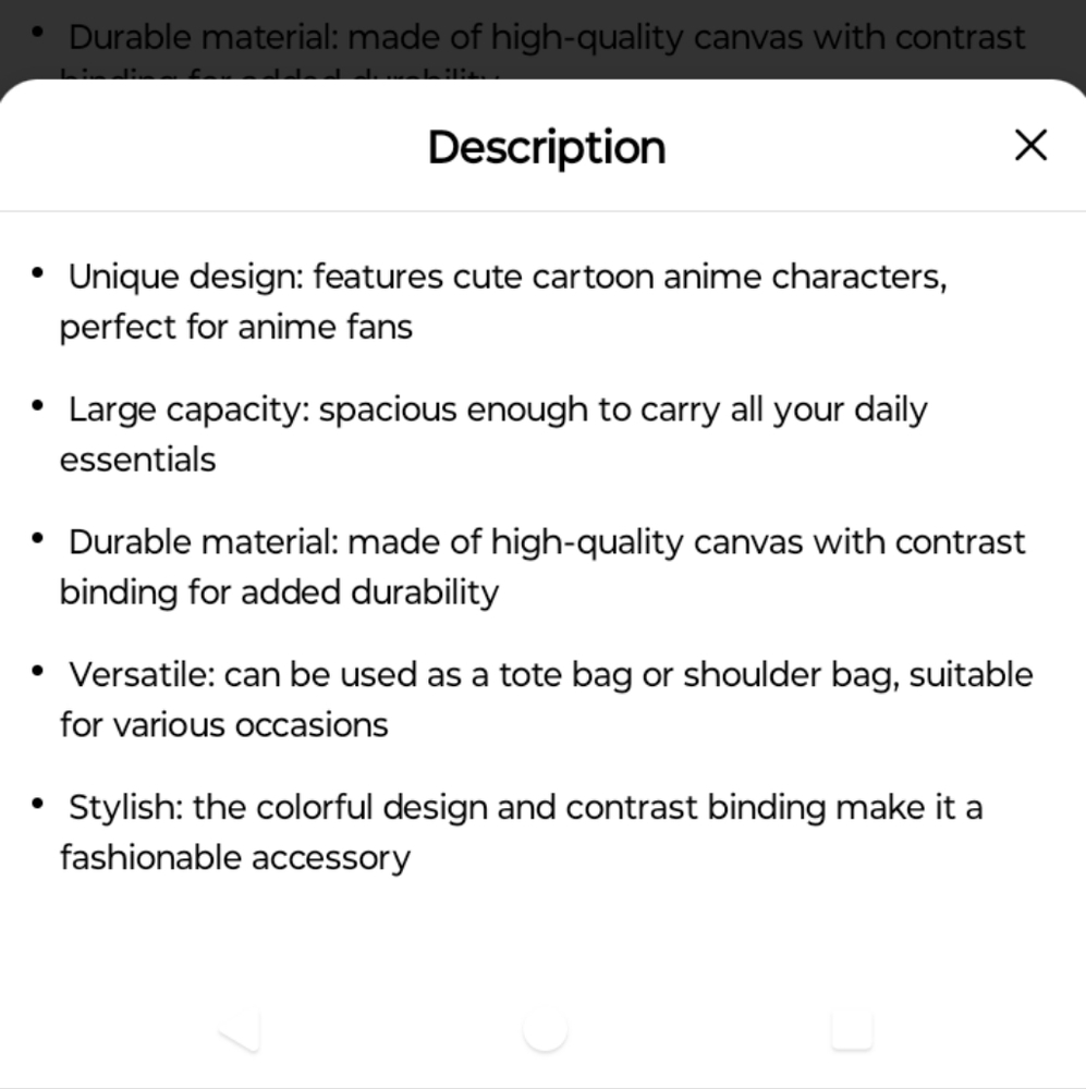 NEW Cartoon Anime Design Tote Bag, Contrast Binding Canvas Handbag - Picture 5 of 5